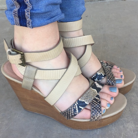 Aldo Shoes - ALDO Wrap Wedge snake skin Sandal heels